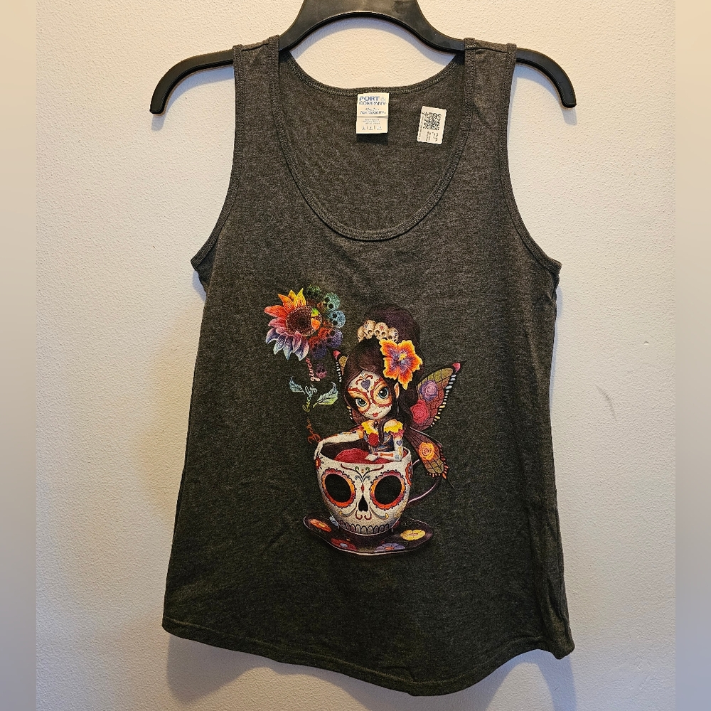 NWT Port & Company sugar skull tank top Size S